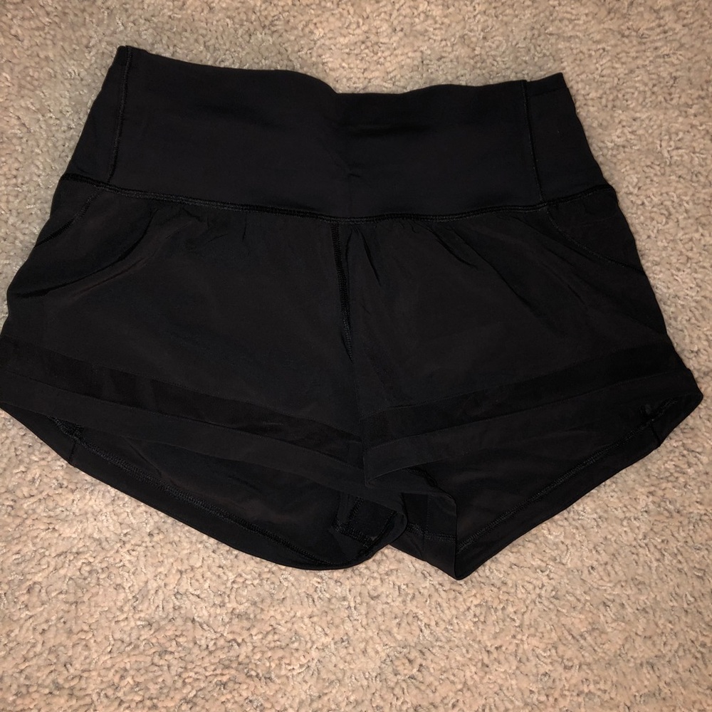 LULULEMON Black High Waisted Shorts With Mesh